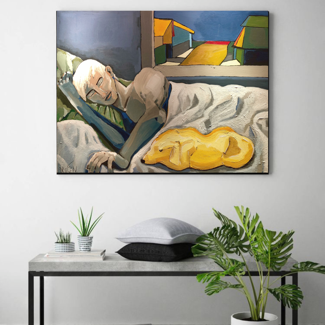 A Man and a Dog resting