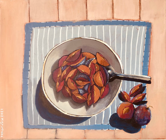 Still life with plums