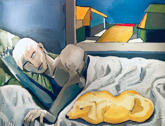 A Man and a Dog resting